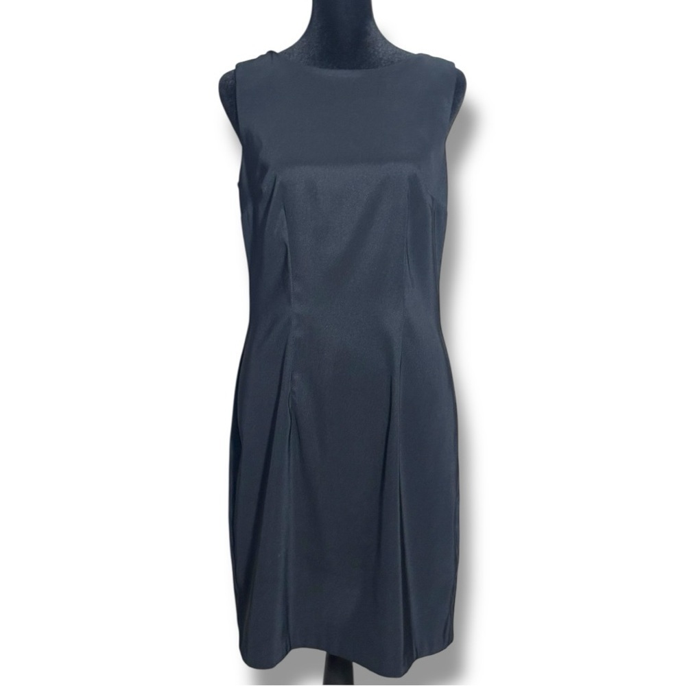 Alyx Elegant Sleek Sleeveless Pleated High Neck Size 8 Black Mini Dress
